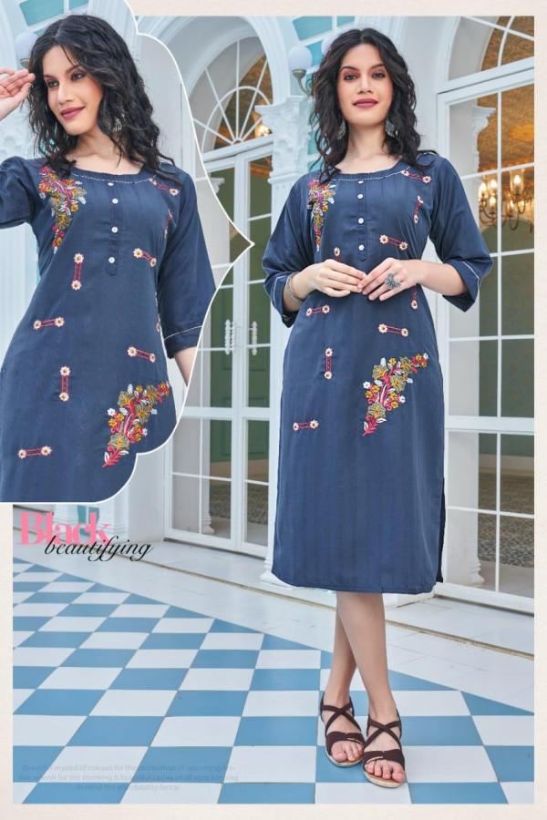 Ft Rashmika 01 Embroidery Rayon Designer Kurti Collection